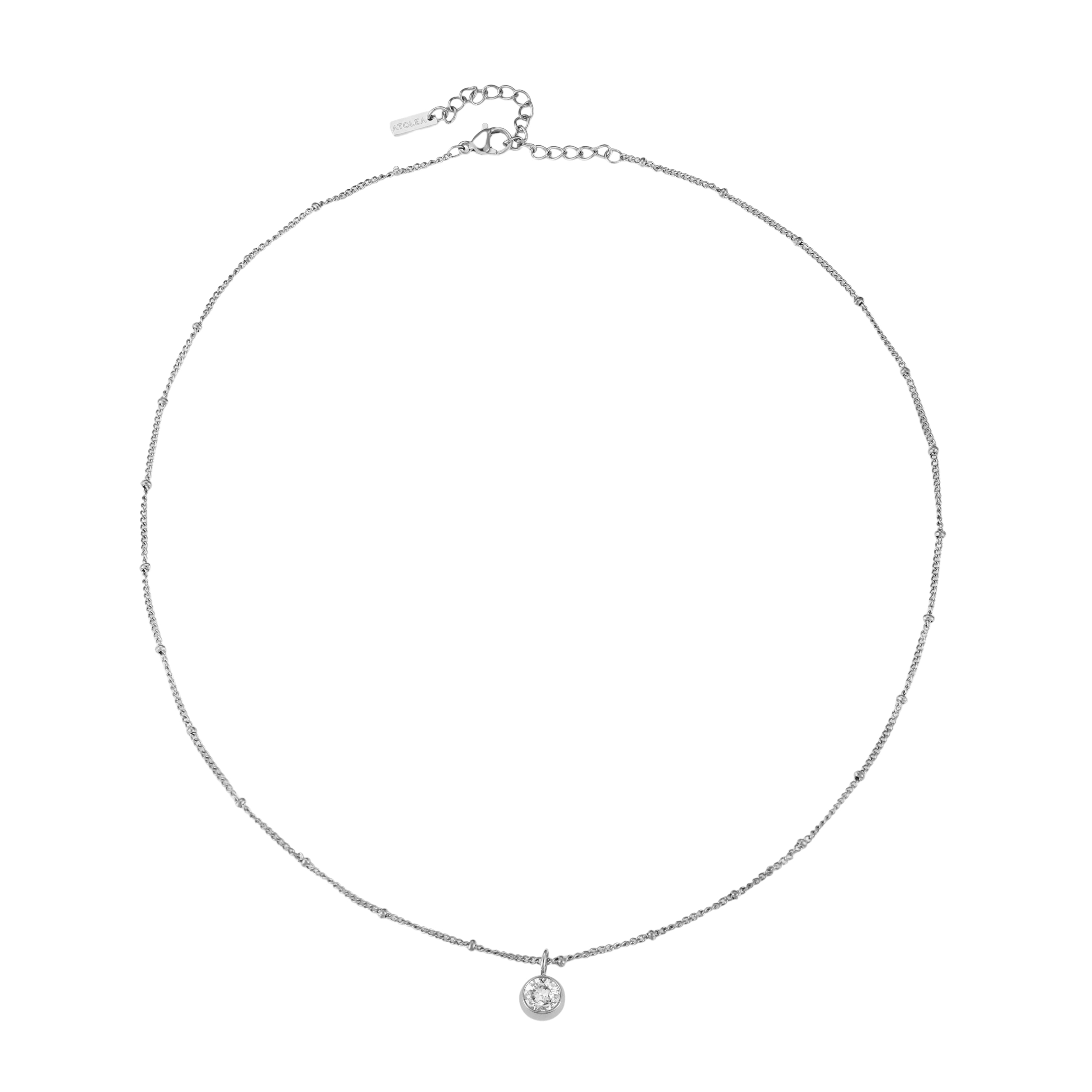 April Silver Birthstone Necklace