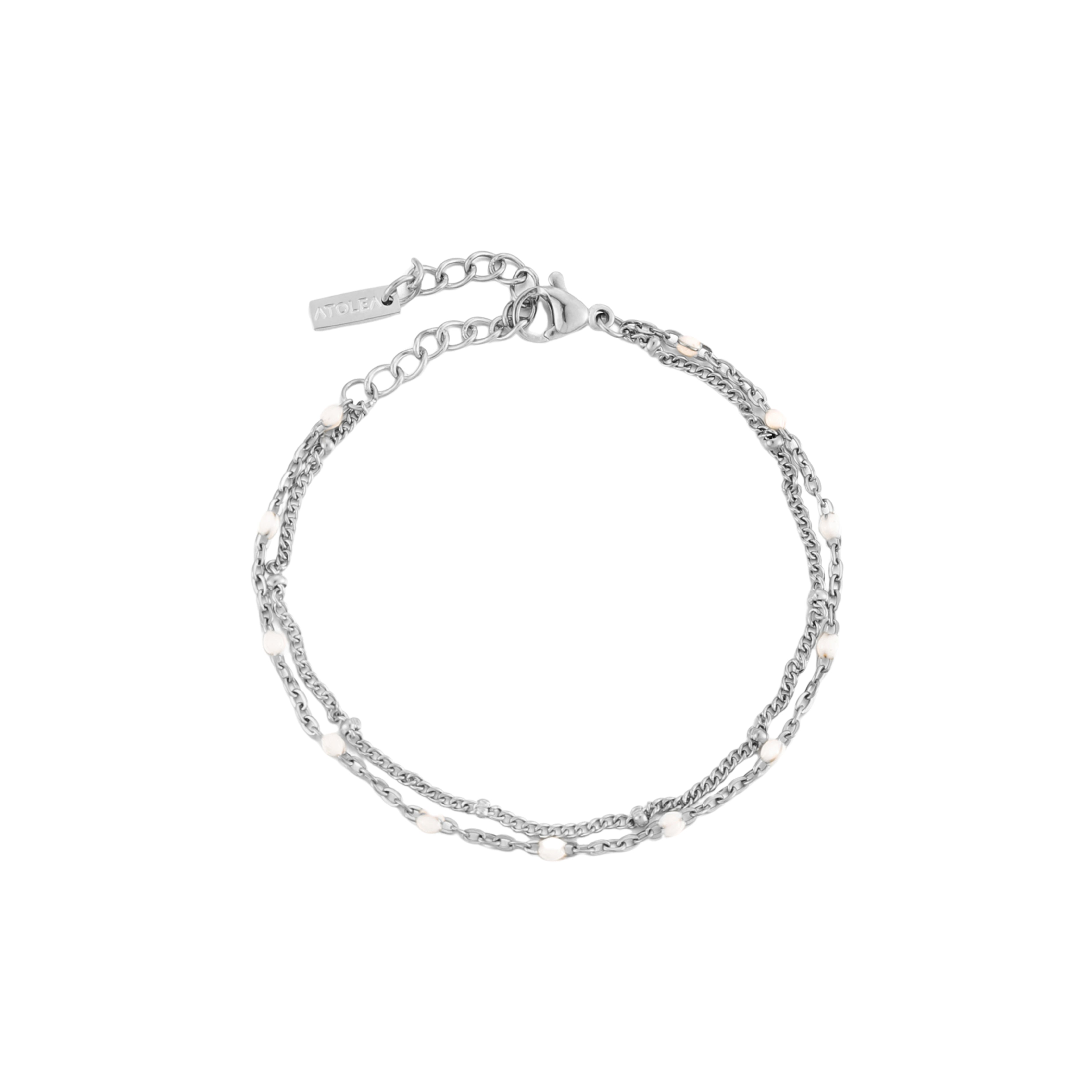 Double Beaded Bracelet Silver