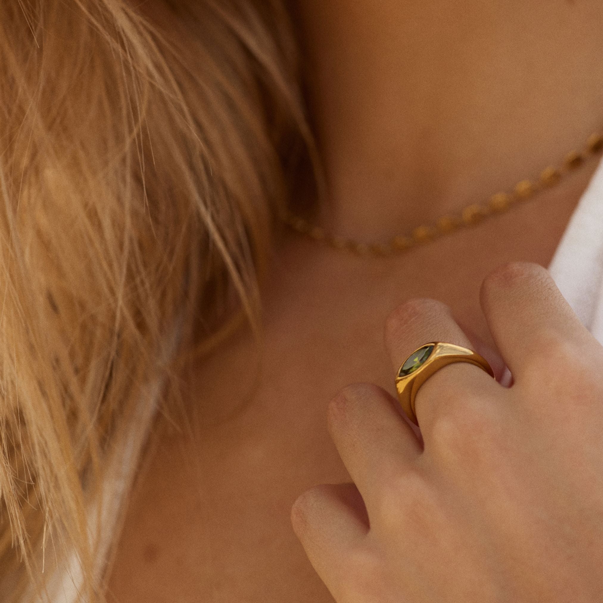 Green Emerald Signet Ring