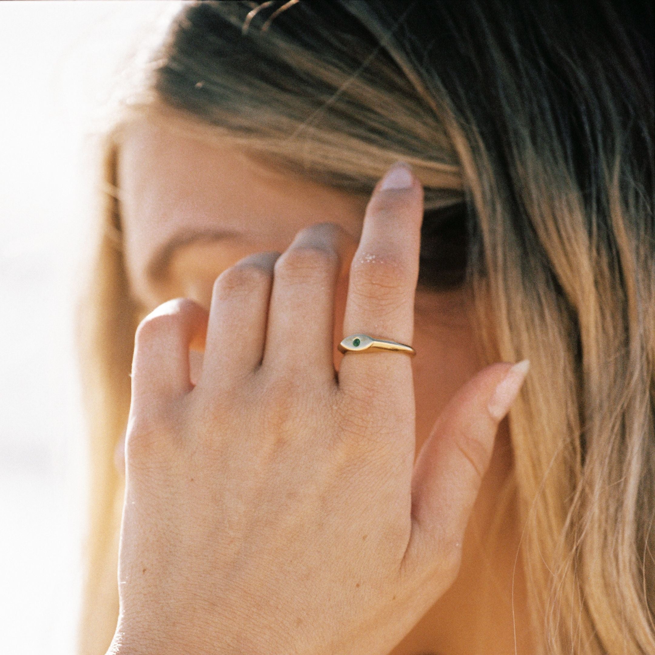 Green Stone Signet Ring