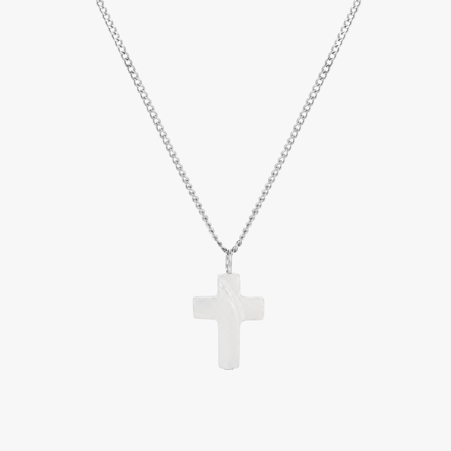 Pearl Cross Necklace Silver