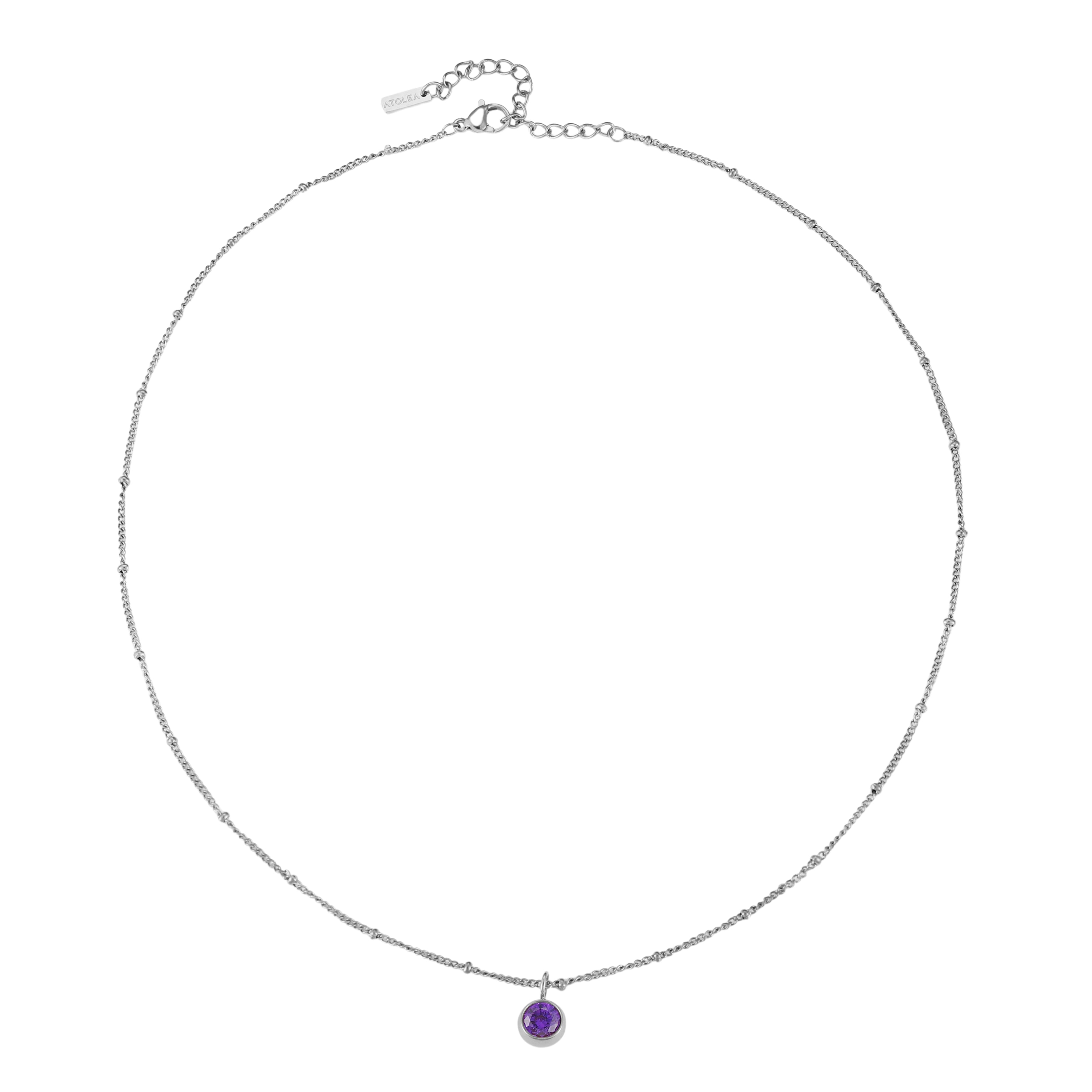 Silver Birthstone Necklace December