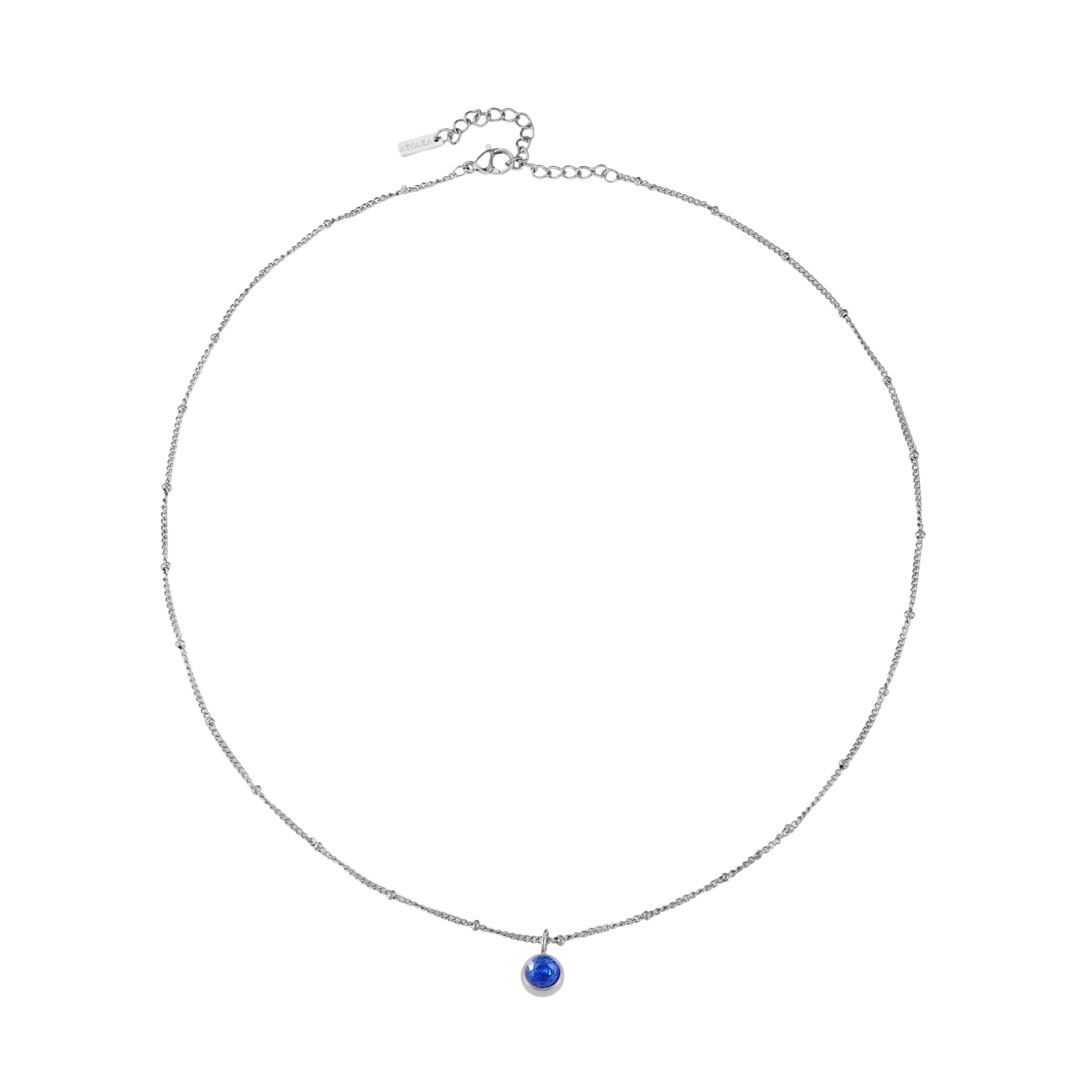 Silver Birthstone Necklace September