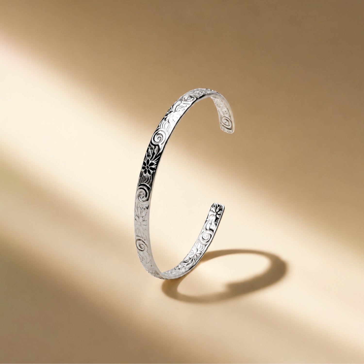 Silver Floral Cuff