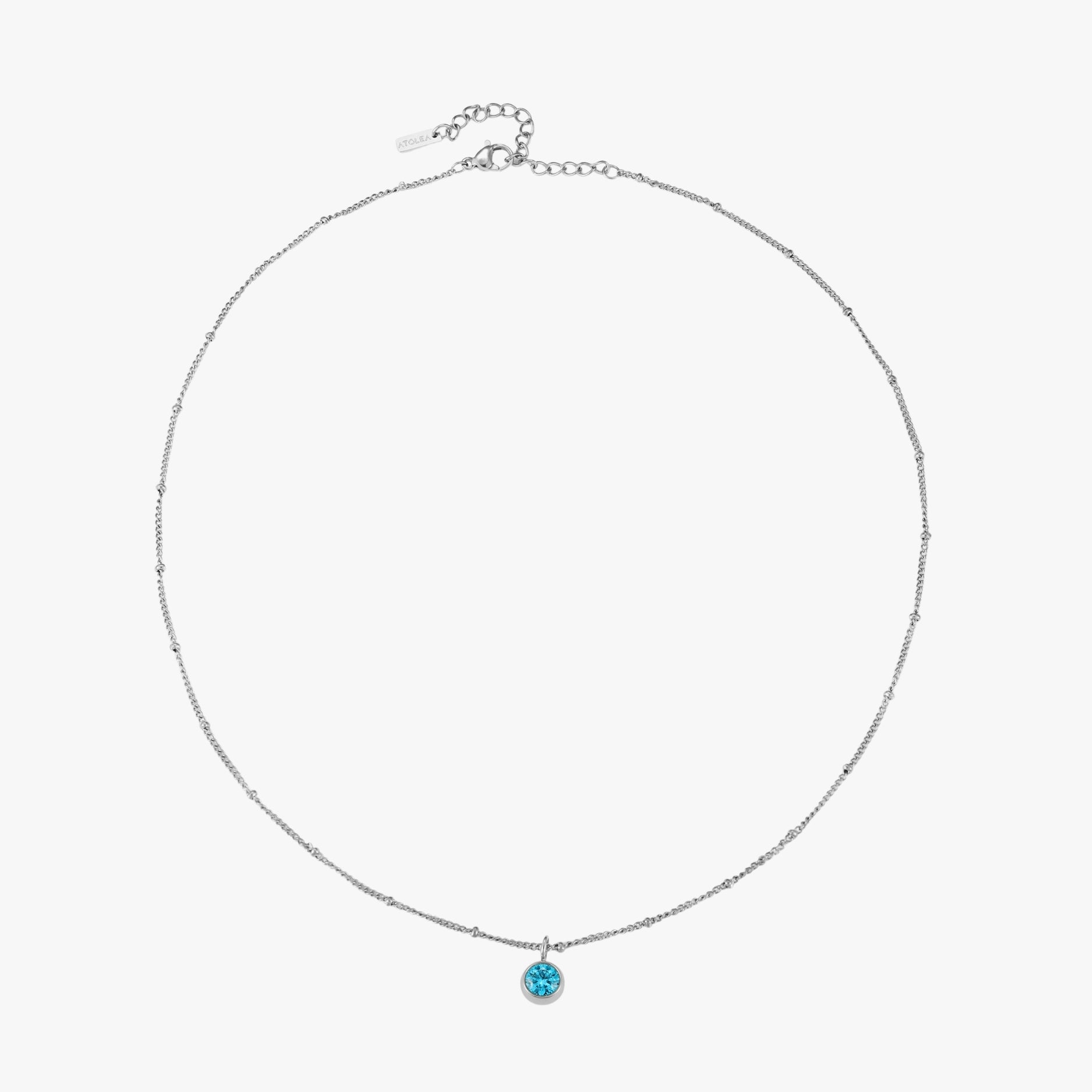 Silver March Birthstone Necklace
