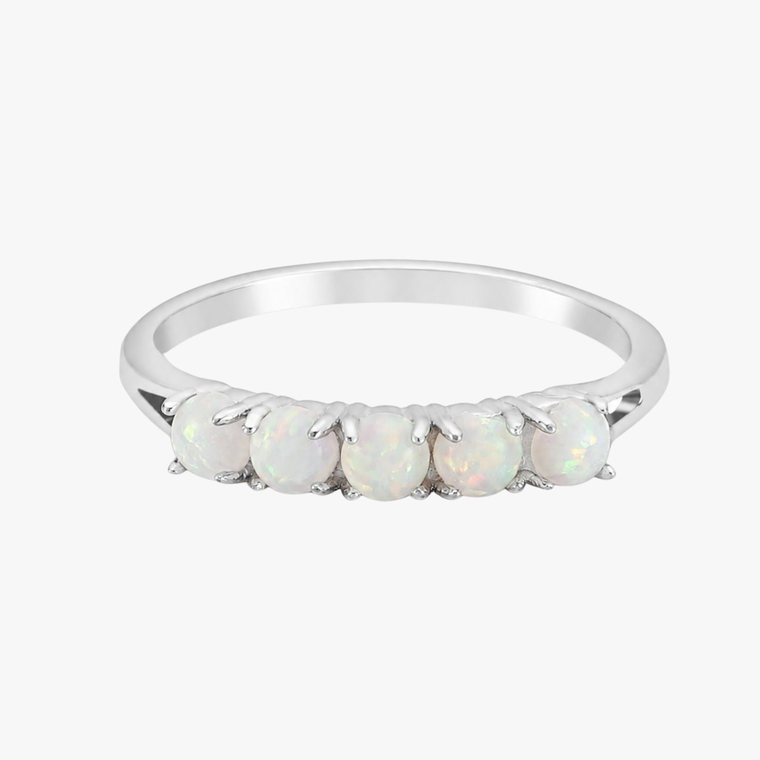 Silver Opal Band Ring