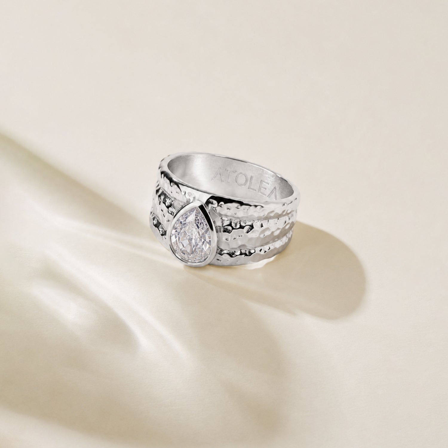 Silver Oval Crystal Ring
