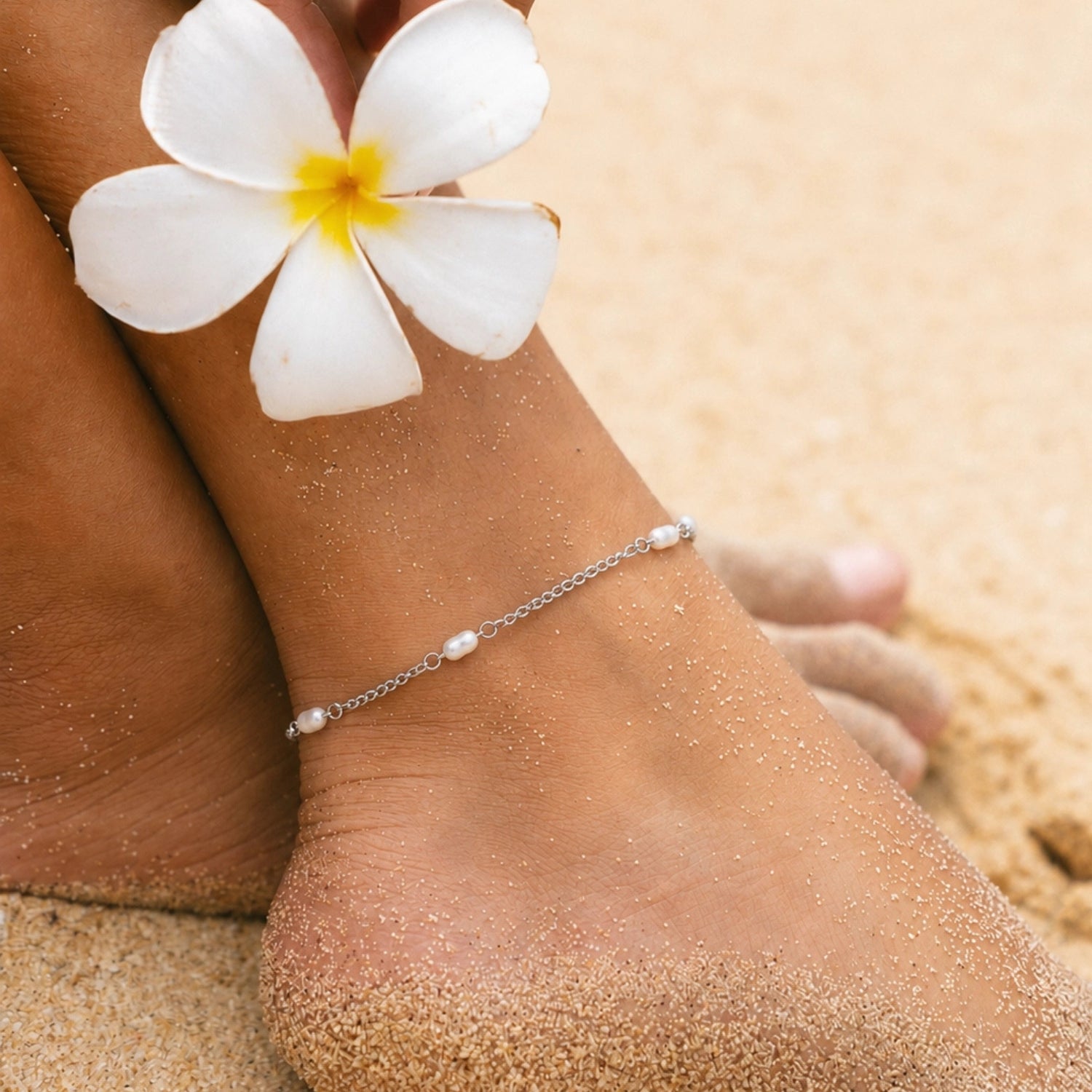 Silver Pearls Anklet