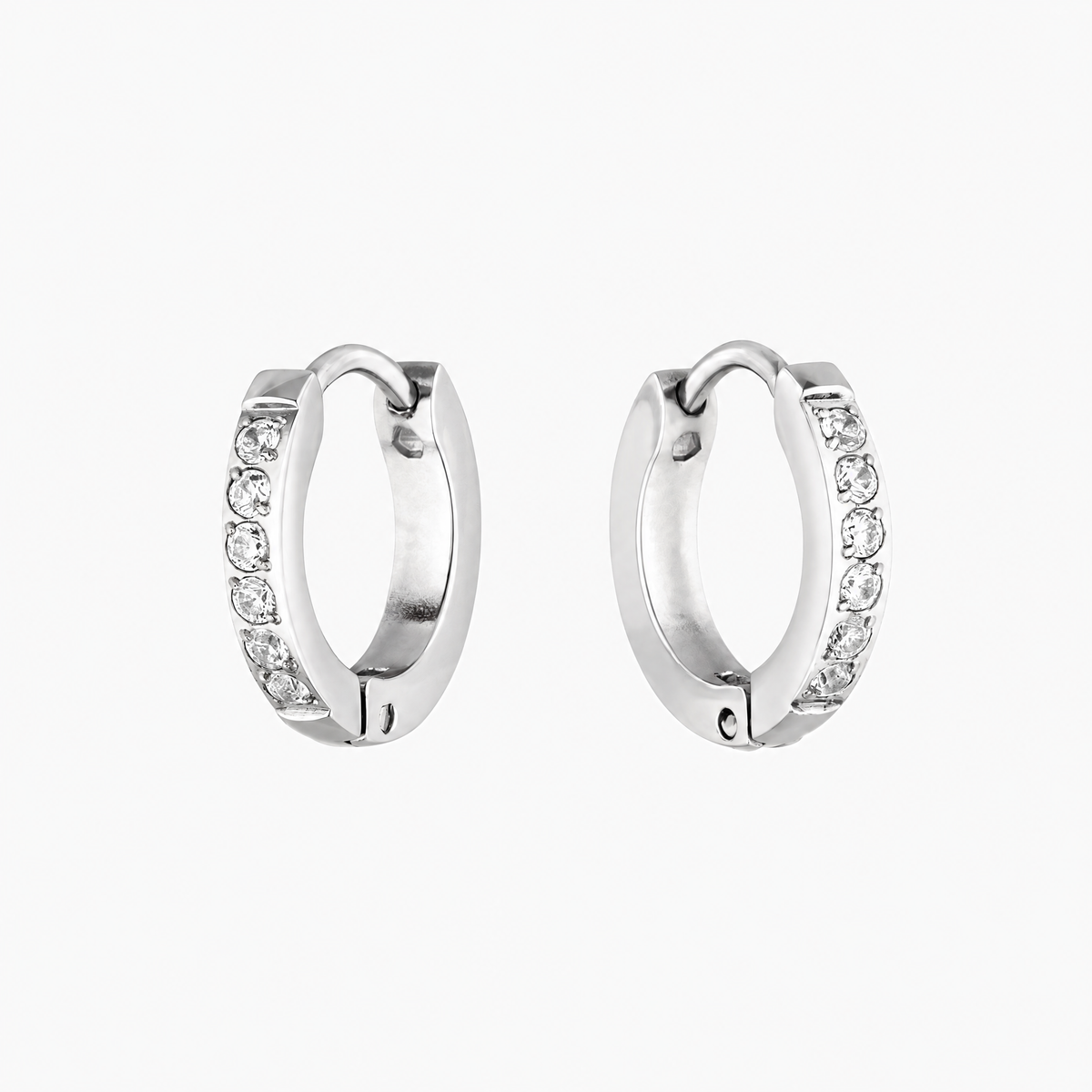 Silver Small Zircon Hoops