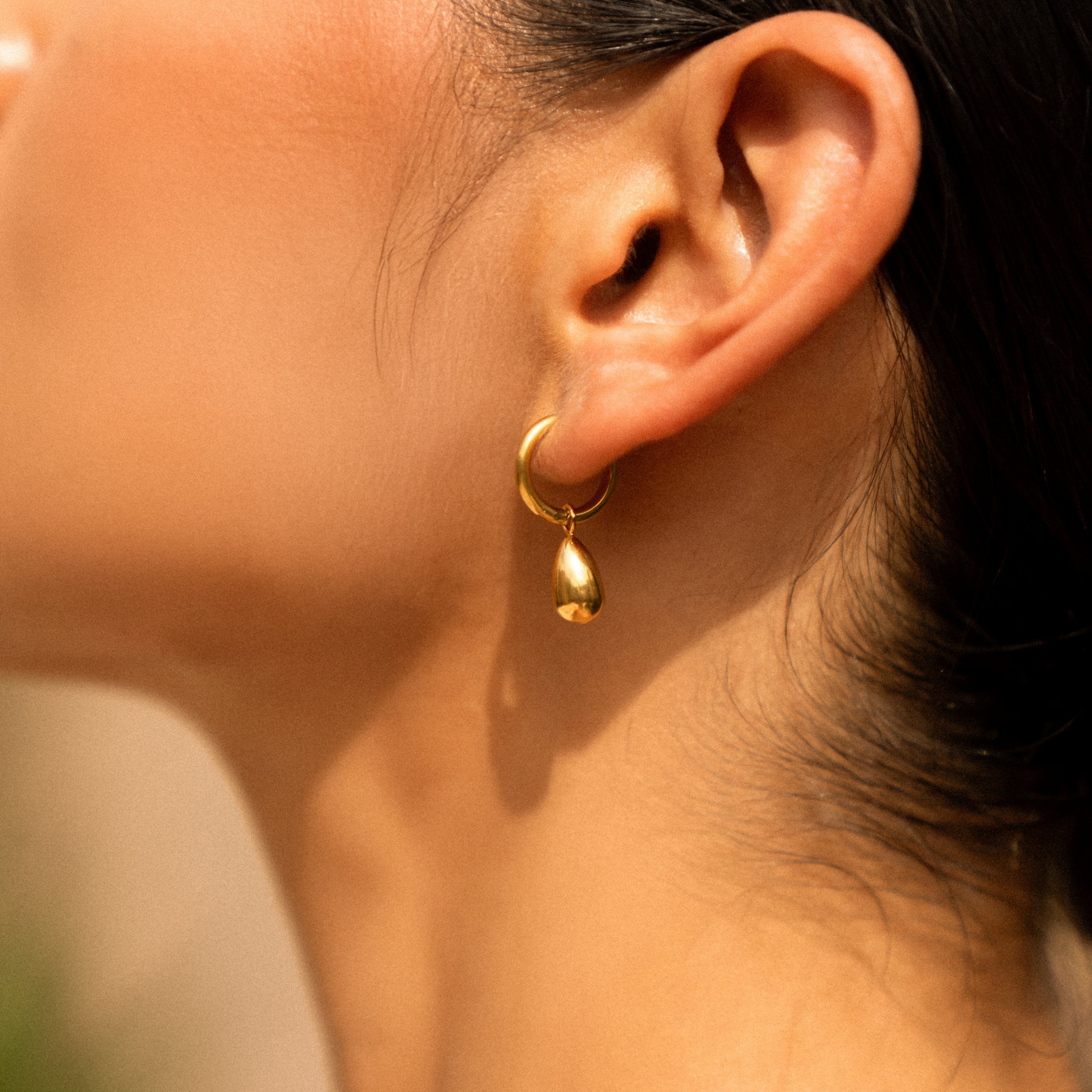 Teardrop Charm Hoops