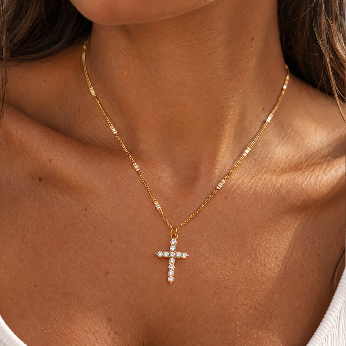 Zircon Cross Necklace