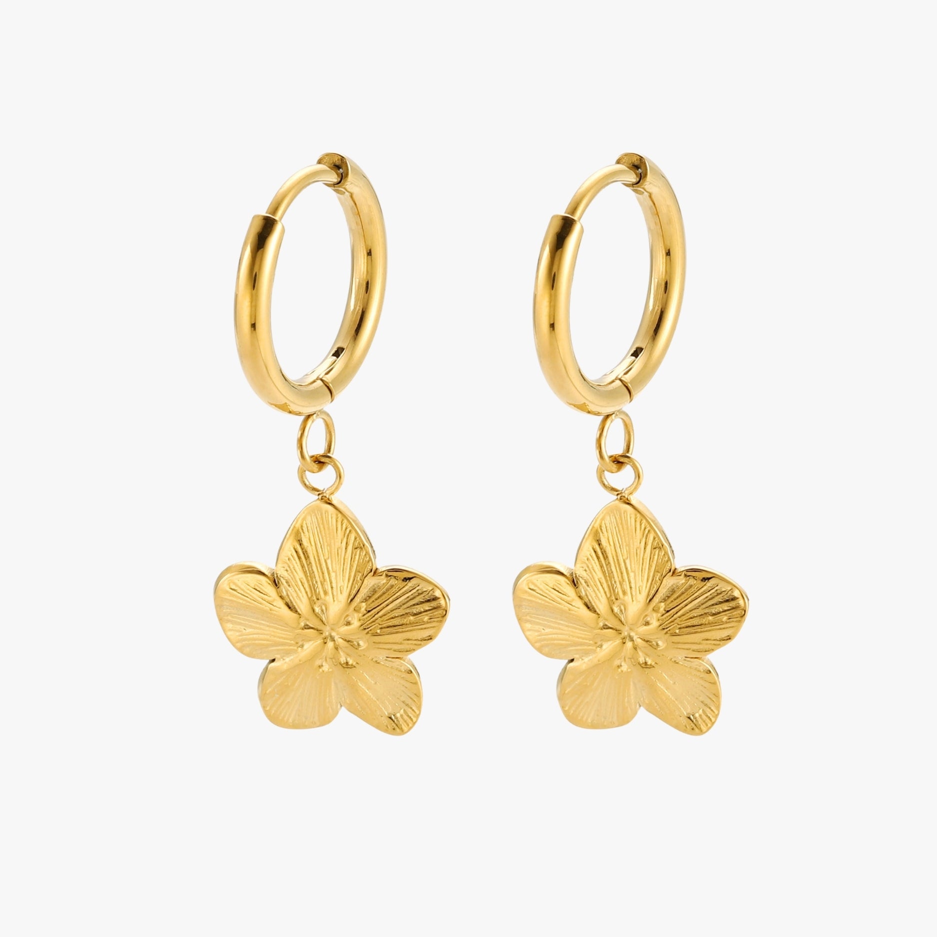 Gold Sakura Hoops