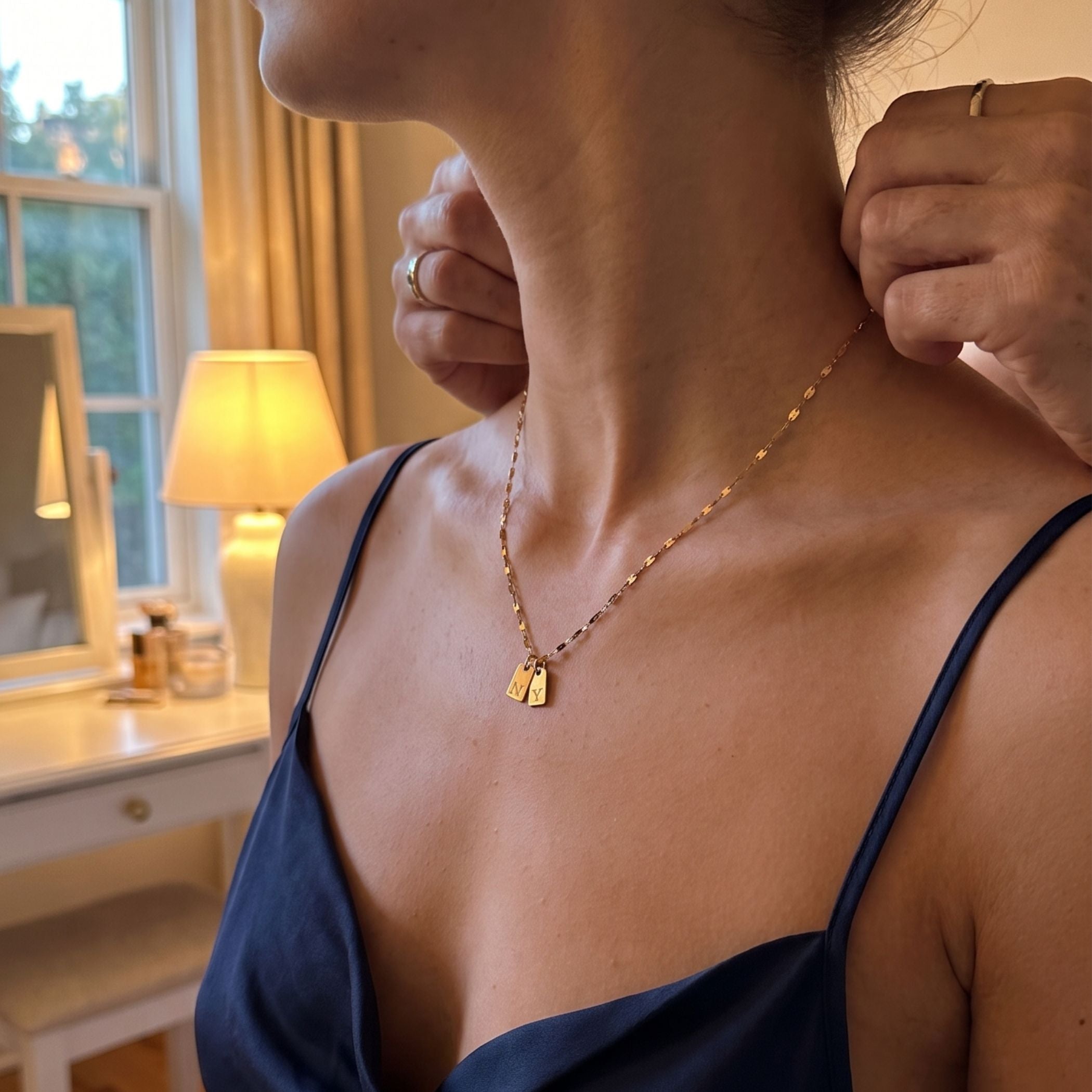 Gold tag custom necklace