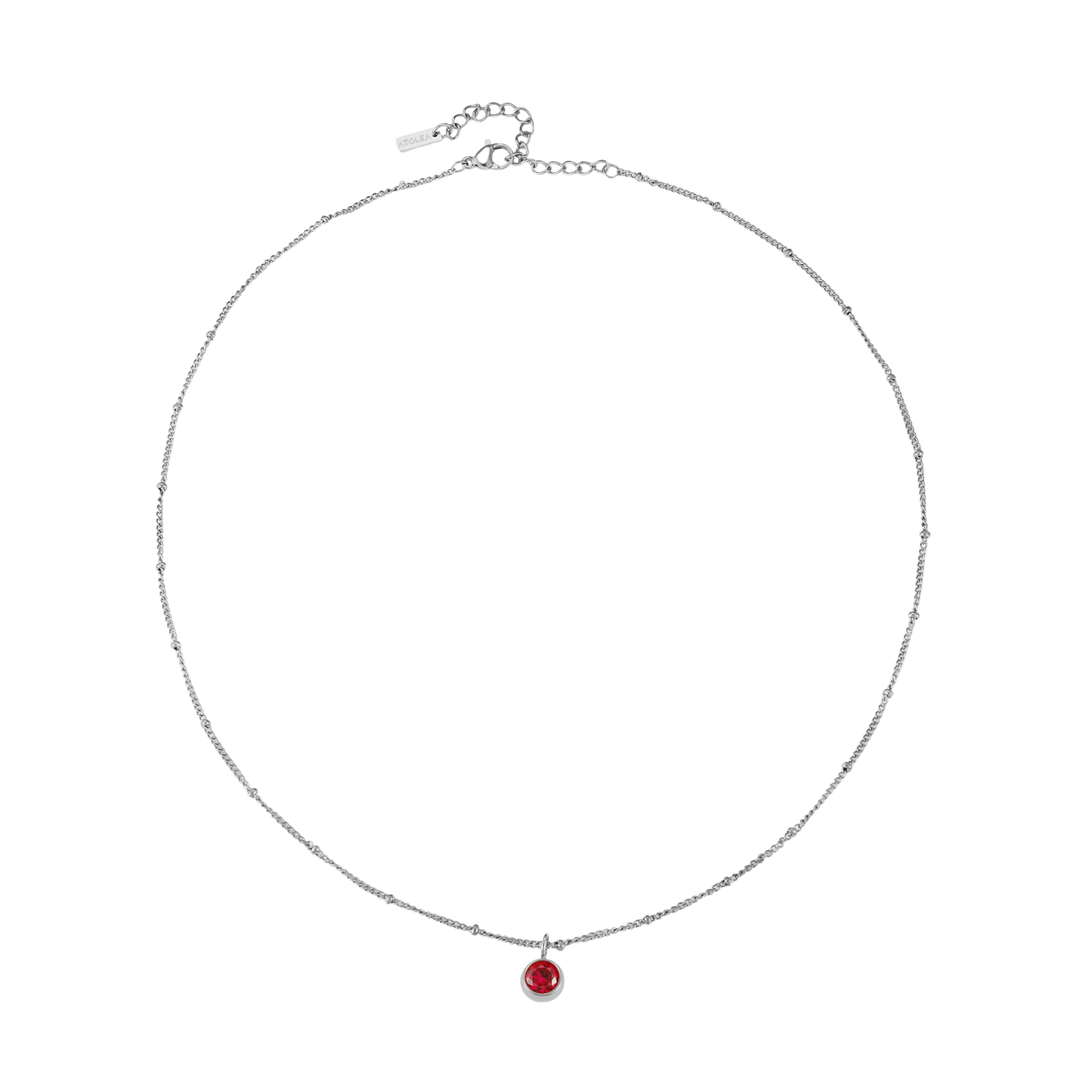 Silver Birthstone Necklace  July