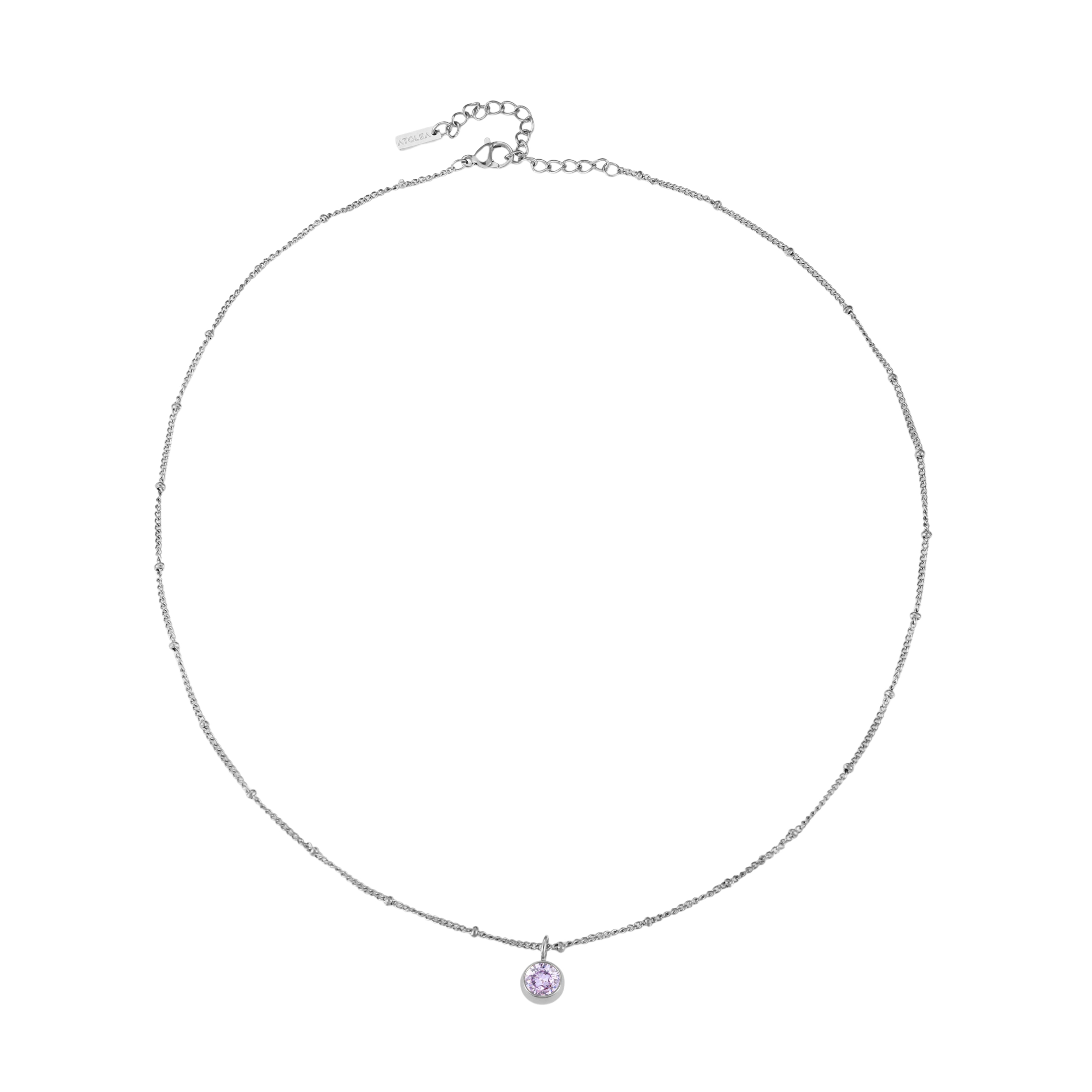 Silver Birthstone Necklace June