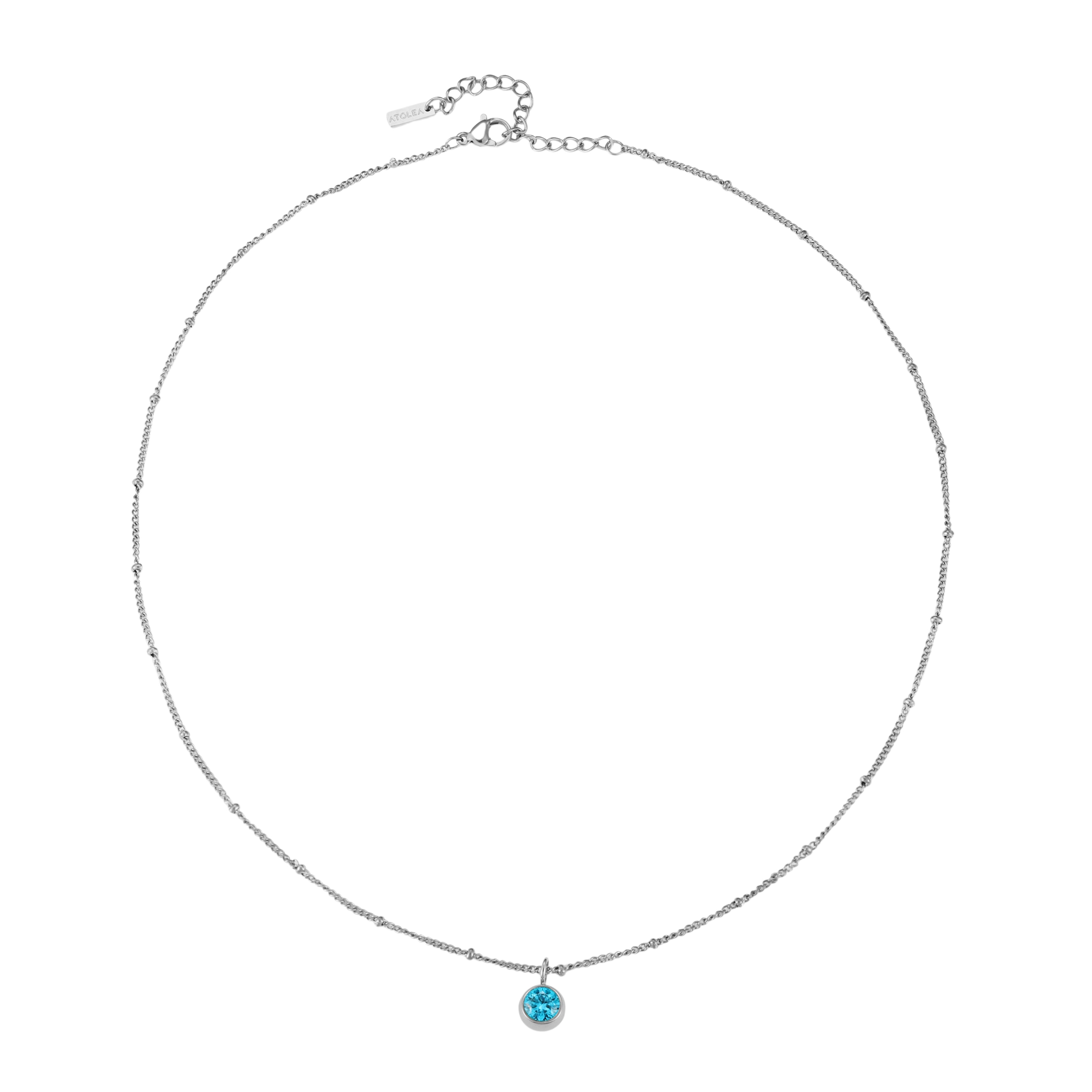 Silver Birthstone Necklace March