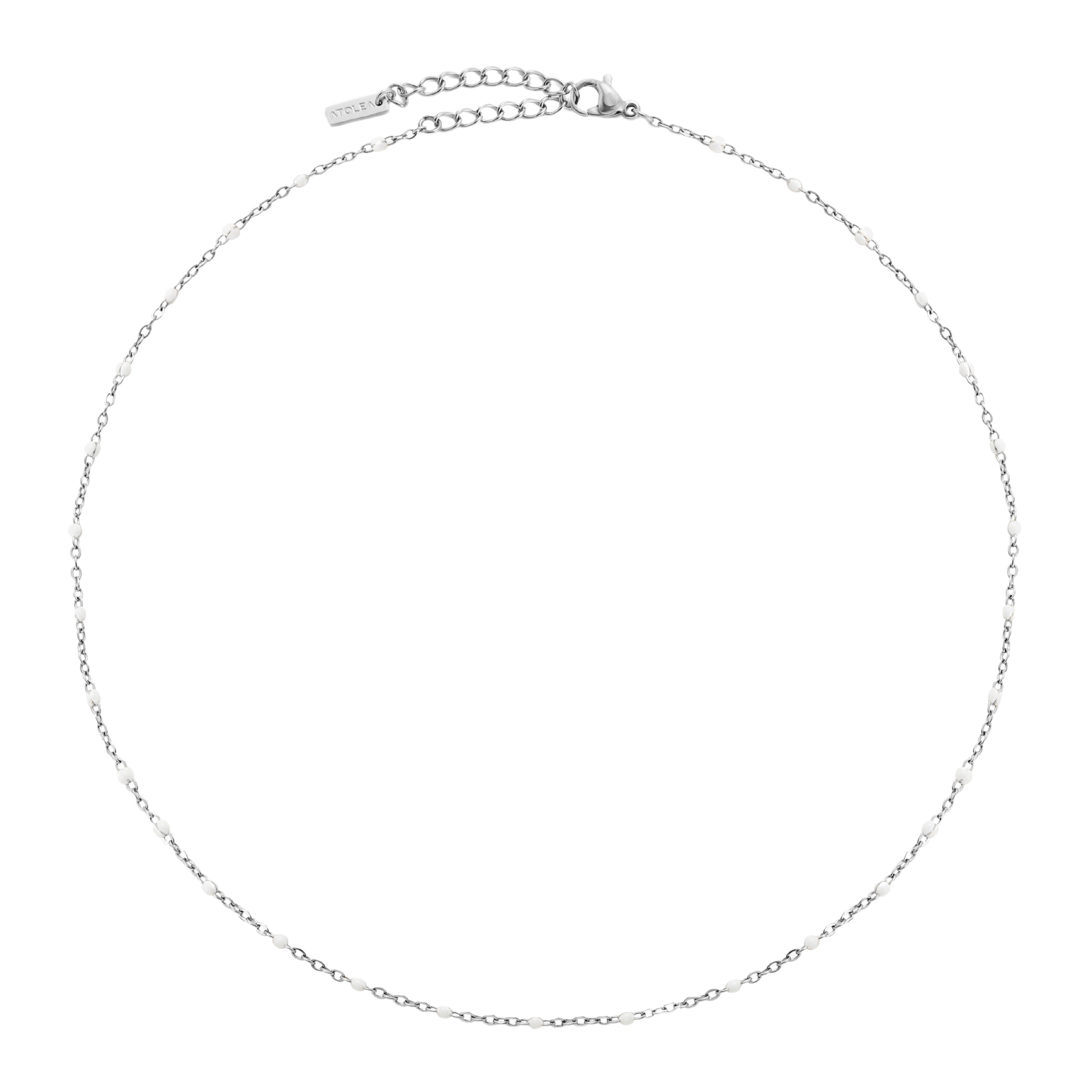 White Beaded Choker Silver